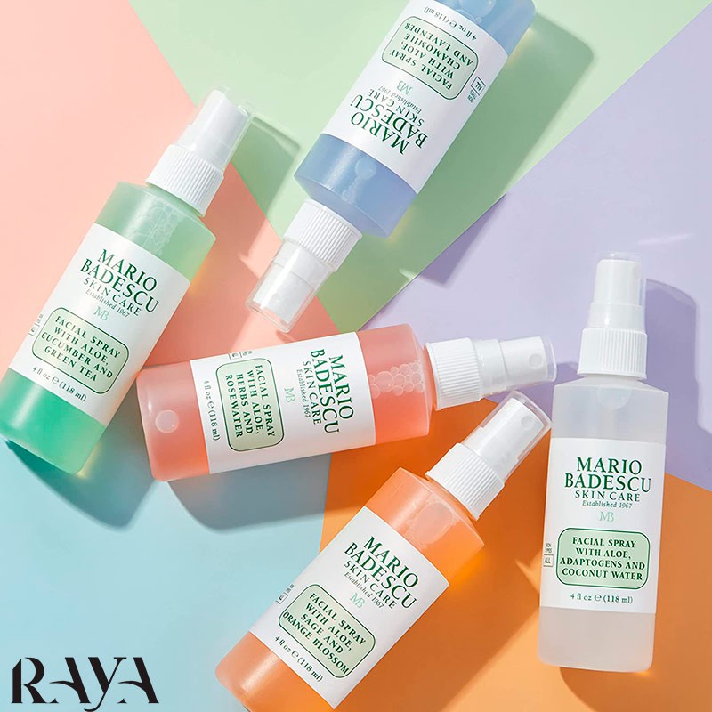 اسپری آبرسان گل رز و آلوئه ورا ماریو بادسکو حجم 29 و 59 میل Mario Badescu Facial Spray With Aloe, Herbs And Rosewater